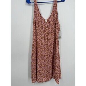 BP Women's Size 1X Tan Brown Floral Sleeveless Dress Button Up, NWT